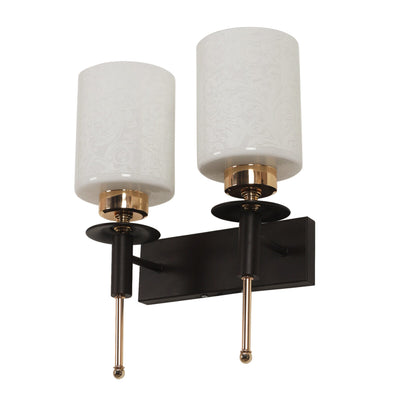 JS-VP S-366-2w Modern Wall Lights 2xE27 Mild Steel, glass & Glass Material Brown,Gold & White Finish