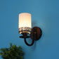 JS-VP S-368-1w Modern Wall Lights 1xE27 Mild Steel, glass & Glass Material Brown,Gold & White Finish