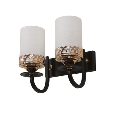 JS-VP S-368-2w Modern Wall Lights 2xE27 Mild Steel, glass & Glass Material Brown,Gold & White Finish