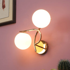 JS-VP S-350-2W Modern Wall Lights 2xE27 Mild Steel & Glass Material Gold & White Finish