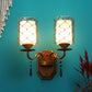 JS-VP S-374-2W Modern Wall Lights 2xE27 Mild Steel & Glass Material Antique & Champaign Finish