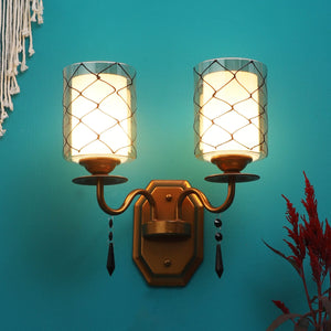JS-VP S-374-2W Modern Wall Lights 2xE27 Mild Steel & Glass Material Antique & Champaign Finish