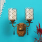 JS-VP S-374-2W Modern Wall Lights 2xE27 Mild Steel & Glass Material Antique & Champaign Finish