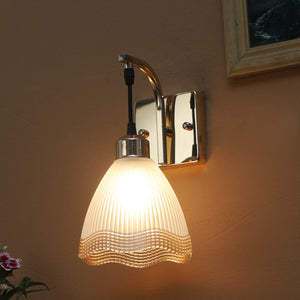 JS-VP S-376-1W Modern Wall Lights 1xE27 Mild Steel & Glass Material Gold & Gold, White Finish