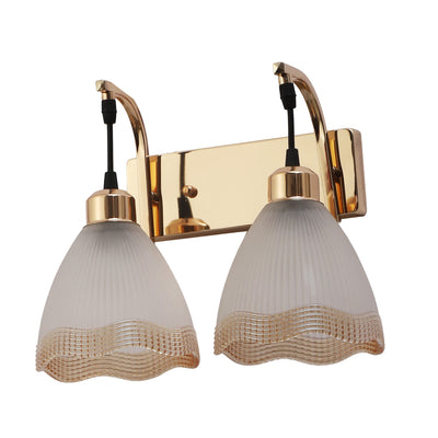JS-VP S-376-2W Modern Wall Lights 2xE27 Mild Steel & Glass Material Gold & Gold, White Finish