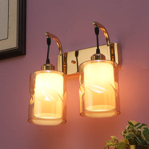 JS-VP S-377-2W Modern Wall Lights 2xE27 Mild Steel & Glass Material Gold & Champaign Finish