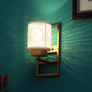 JS-VP S-382-1W Modern Wall Lights 1xE27 Mild Steel & Glass Material Antique Gold & White Finish