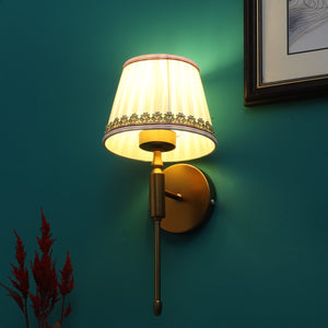 JS-VP S-383-1W Cloth Shade Wall Lights 1xE27 Mild Steel & Fabric Material Antique Gold & Cream Finish