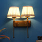 JS-VP S-383-2W Cloth Shade Wall Lights 2xE27 Mild Steel & Fabric Material Antique Gold & Cream Finish