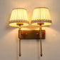 JS-VP S-383-2W Cloth Shade Wall Lights 2xE27 Mild Steel & Fabric Material Antique Gold & Cream Finish