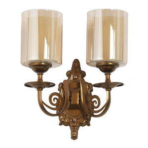 JS-VP S-390-2W Modern Wall Lights 2xE27 Mild Steel & Glass Material Antique Gold & Champaign Finish