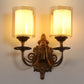 JS-VP S-390-2W Modern Wall Lights 2xE27 Mild Steel & Glass Material Antique Gold & Champaign Finish