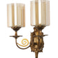 JS-VP S-390-2W Modern Wall Lights 2xE27 Mild Steel & Glass Material Antique Gold & Champaign Finish