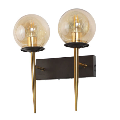JS-VP S-391-2W Modern Wall Lights 2xE27 Mild Steel & Glass Material Brown, Gold & Champaign Finish