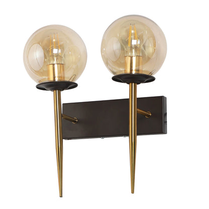JS-VP S-391-2W Modern Wall Lights 2xE27 Mild Steel & Glass Material Brown, Gold & Champaign Finish