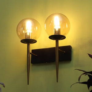 JS-VP S-391-2W Modern Wall Lights 2xE27 Mild Steel & Glass Material Brown, Gold & Champaign Finish
