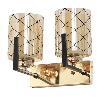JS-VP S-396-2W Modern Wall Lights 2xE27 Mild Steel & Glass Material Brown, Gold & Champaign Finish