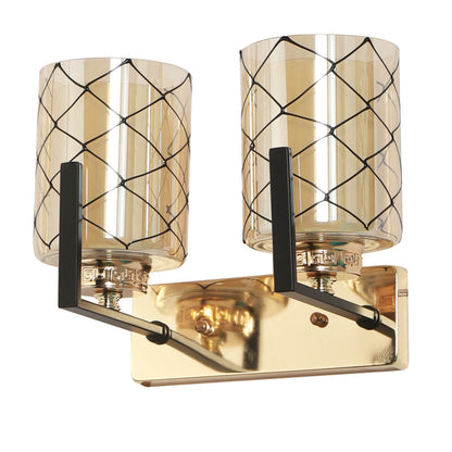 JS-VP S-396-2W Modern Wall Lights 2xE27 Mild Steel & Glass Material Brown, Gold & Champaign Finish