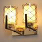 JS-VP S-396-2W Modern Wall Lights 2xE27 Mild Steel & Glass Material Brown, Gold & Champaign Finish