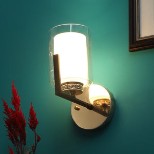 JS-VP S-388-1W Modern Wall Lights 1xE27 Mild Steel & Glass Material Brown, Gold & White Finish