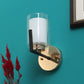 JS-VP S-397-1W Modern Wall Lights 1xE27 Mild Steel & Glass Material Brown, Gold & White Finish