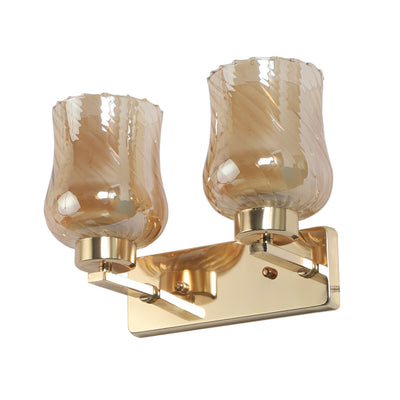 JS-VP S-398-2W Modern Wall Lights 2xE27 Mild Steel & Glass Material Gold & Champaign Finish