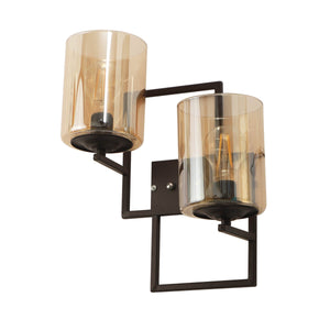 JS-VP S-401-2W Modern Wall Lights 2xE27 Mild Steel & Glass Material Brown & Champaign Finish