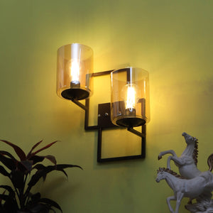 JS-VP S-401-2W Modern Wall Lights 2xE27 Mild Steel & Glass Material Brown & Champaign Finish