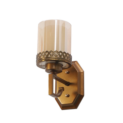 JS-VP S-406-1W Modern Wall Lights 1xE27 Mild Steel & Glass Material Antique Gold & Champaign Finish
