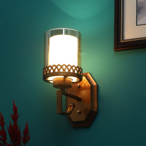 JS-VP S-406-1W Modern Wall Lights 1xE27 Mild Steel & Glass Material Antique Gold & Champaign Finish