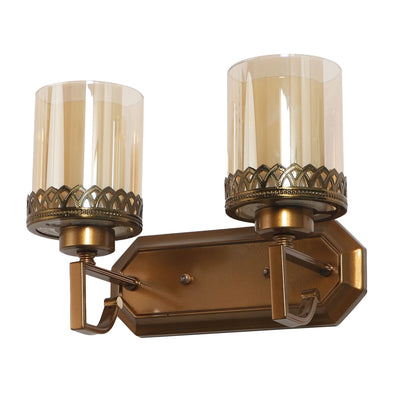 JS-VP S-406-2W Modern Wall Lights 2xE27 Mild Steel & Glass Material Antique Gold & Champaign Finish