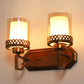JS-VP S-406-2W Modern Wall Lights 2xE27 Mild Steel & Glass Material Antique Gold & Champaign Finish