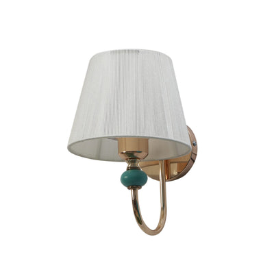 JS-VP S-407-1W Cloth Shade Wall Lights 1xE27 Mild Steel & Fabric Material Gold & White Finish