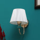 JS-VP S-407-1W Cloth Shade Wall Lights 1xE27 Mild Steel & Fabric Material Gold & White Finish