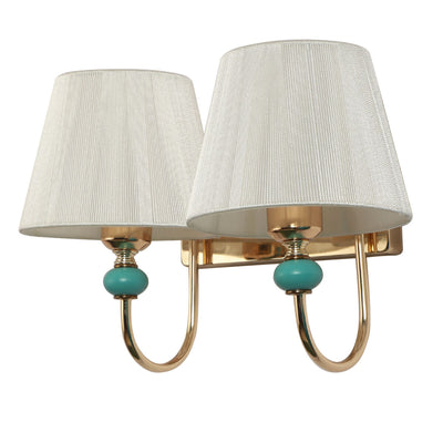 JS-VP S-407-2W Cloth Shade Wall Lights 2xE27 Mild Steel & Fabric Material Gold & White Finish