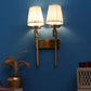 JS-VP S-408-2W Cloth Shade Wall Lights 2xE27 Mild Steel & Fabric Material Gold & White Finish