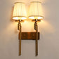 JS-VP S-413-2W Cloth Shade Wall Lights 1xE27 Mild Steel & Fabric Material Gold & White Finish