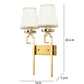 JS-VP S-413-2W Cloth Shade Wall Lights 1xE27 Mild Steel & Fabric Material Gold & White Finish