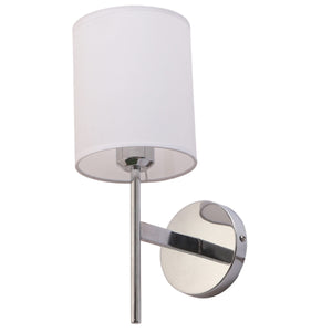 JS-VP S-415-1W Cloth Shade Wall Lights 1xE27 Mild Steel & Glass Material Chrome & White Finish