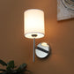JS-VP S-415-1W Cloth Shade Wall Lights 1xE27 Mild Steel & Glass Material Chrome & White Finish