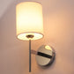 JS-VP S-415-1W Cloth Shade Wall Lights 1xE27 Mild Steel & Glass Material Chrome & White Finish