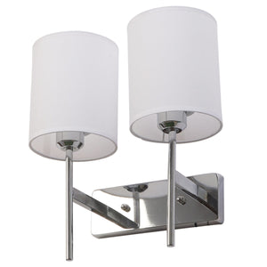 JS-VP S-415-2W Cloth Shade Wall Lights 2xE27 Mild Steel & Glass Material Chrome & White Finish