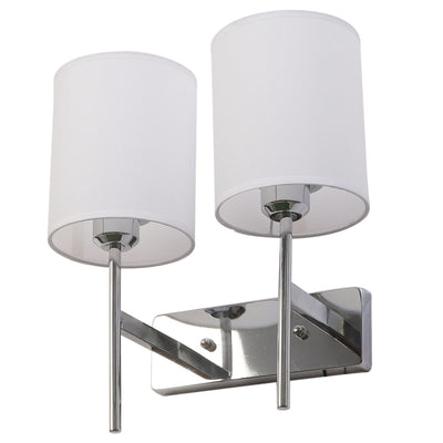 JS-VP S-415-2W Cloth Shade Wall Lights 2xE27 Mild Steel & Glass Material Chrome & White Finish