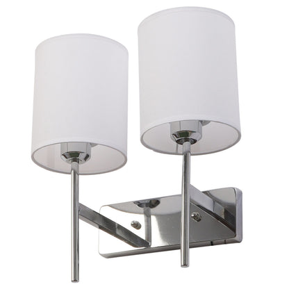 JS-VP S-415-2W Cloth Shade Wall Lights 2xE27 Mild Steel & Glass Material Chrome & White Finish