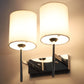 JS-VP S-415-2W Cloth Shade Wall Lights 2xE27 Mild Steel & Glass Material Chrome & White Finish