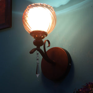 JS-VP S-419-1W Modern Wall Lights 1xE27 Mild Steel & Glass Material Dark Brown & Champaign Finish