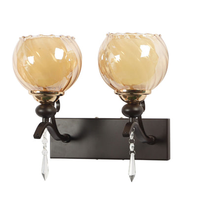 JS-VP S-419-2W Modern Wall Lights 2xE27 Mild Steel & Glass Material Dark Brown & Champaign Finish