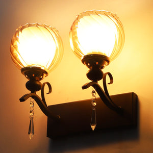 JS-VP S-419-2W Modern Wall Lights 2xE27 Mild Steel & Glass Material Dark Brown & Champaign Finish
