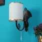 JS-VP S-420-1W Cloth Shade Wall Lights 1xE27 Mild Steel & Glass Material Dark Brown & White Finish