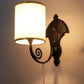 JS-VP S-420-1W Cloth Shade Wall Lights 1xE27 Mild Steel & Glass Material Dark Brown & White Finish